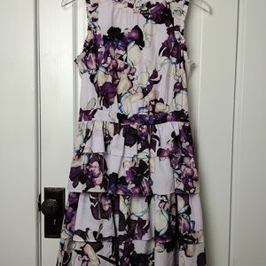 Banana Republic Purple and White Floral Midi Dress